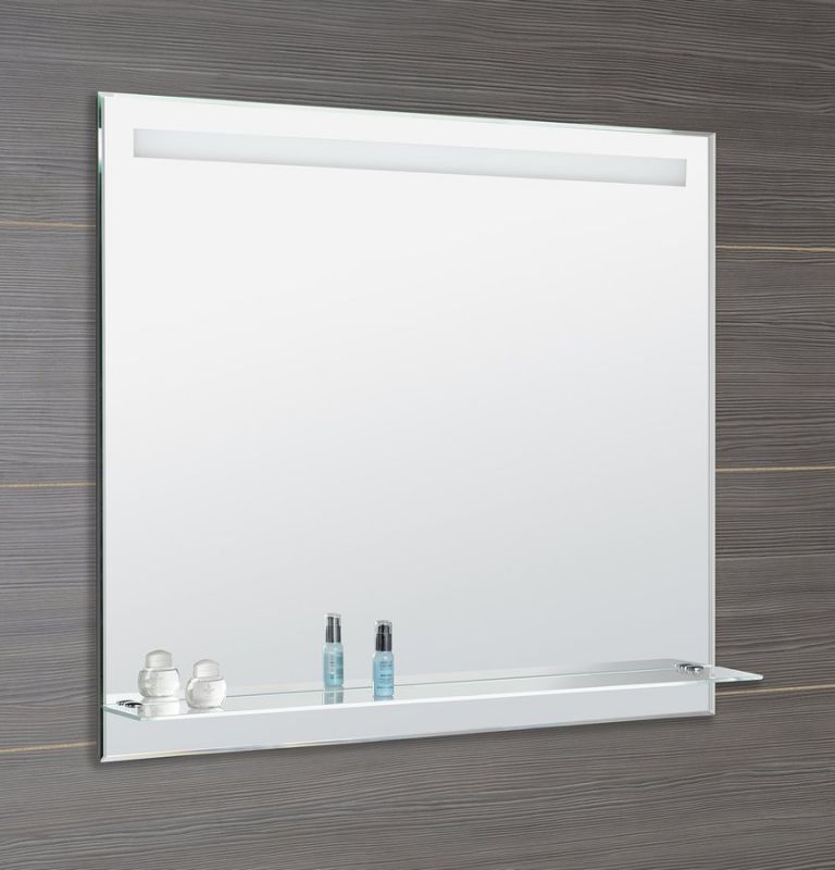 Aqualine ATH55 zrkadlo s LED osvetlením 100x80 cm, sklenená polica, gombíkový vypínač