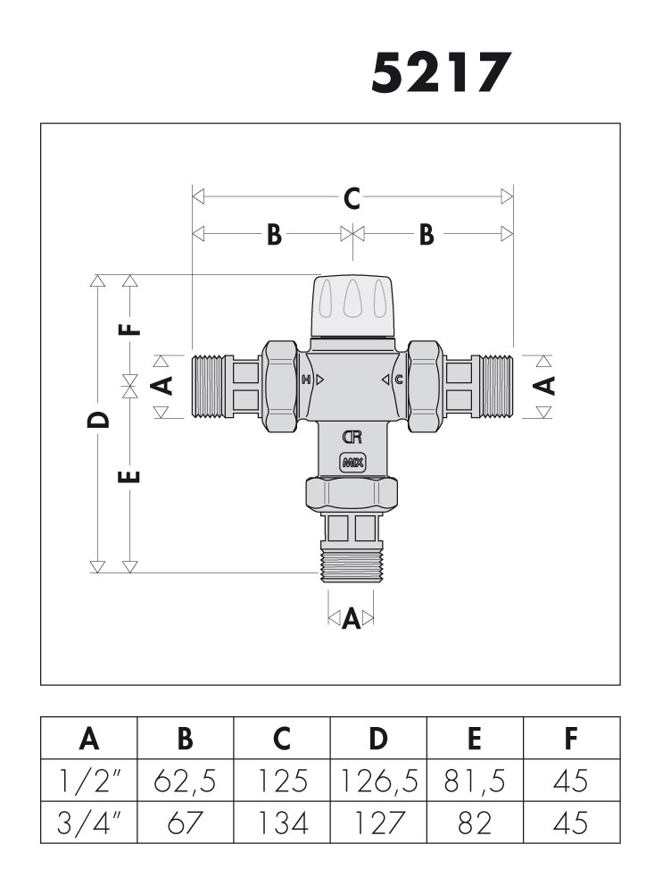 Caleffi CLF 521713 zmiešavací termostatický ventil 3/4" s klapkami a filtrami