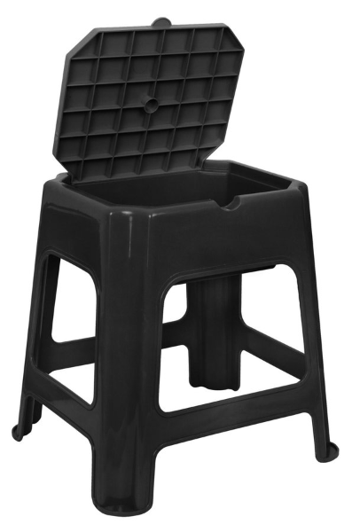 Aqualine 90902B stolička kúpeľňová s úložným priestorom, čierna