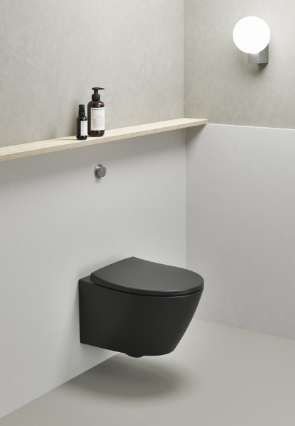 Modo 981626 závesná WC misa, Swirlflush, 37x52 cm, čierna dual-mat