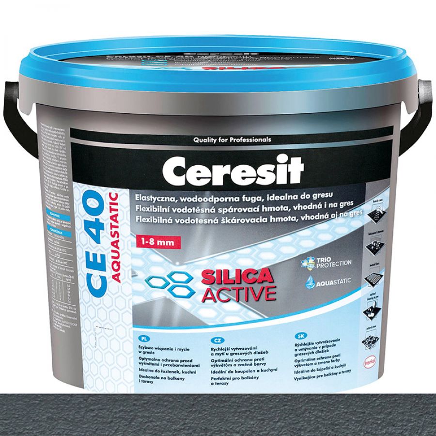 Ceresit CE40 Silica Active Flexibilná škárovacia hmota graphite 5 kg