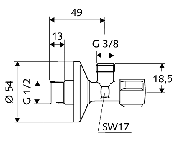 Schell Comfort rohový ventil regulačný 1/2"x3/8" bez filtra 052120699