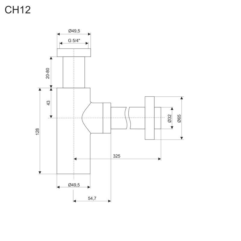 Mereo CH12 sifón umývadlový guľatý s prevlečnou maticou 5/4" x 32 mm