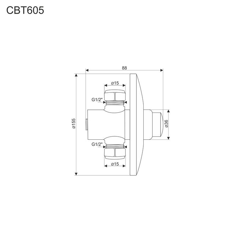 Mereo CBT605 sprchový podomietkový ventil 1/2"x1/2"