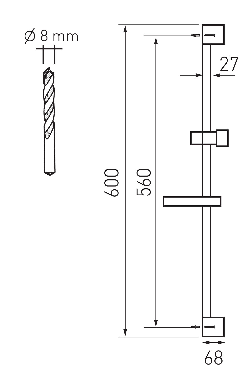 Novaservis RAIL4,0 sprchová tyč s mydelničkou