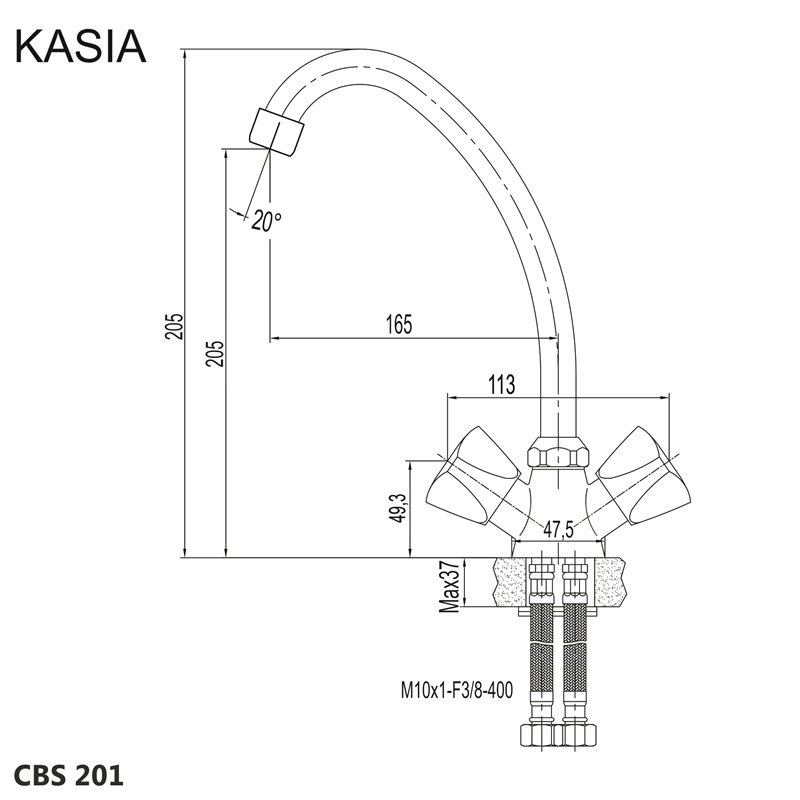 Klum CR38A rohový ventil 1/2"x1/2" pákový