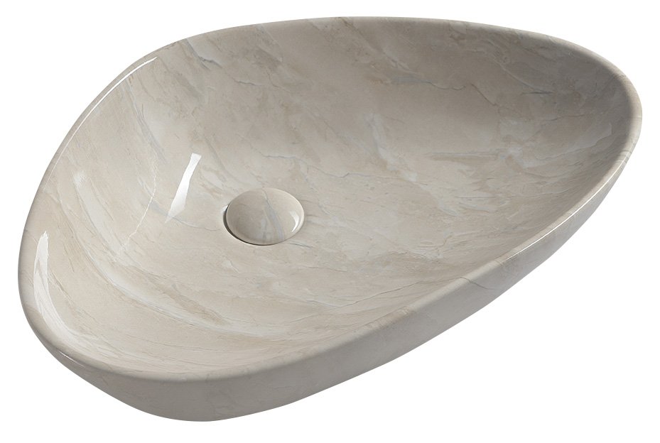 Dalma MM227 keramické umývadlo 58,5x39x14 cm, béžový mramor