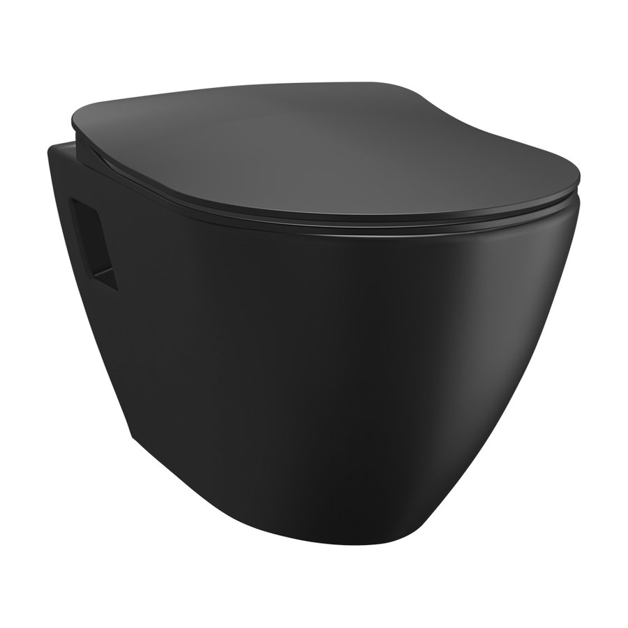 Paula TP325-51SM závesná WC misa, 35,5x50cm, čierna matná