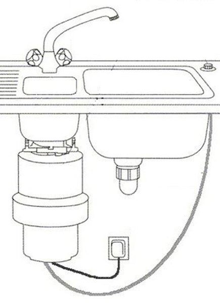 In Sink MODEL56 drezový drvič kuchynského odpadu, 230V, 380W