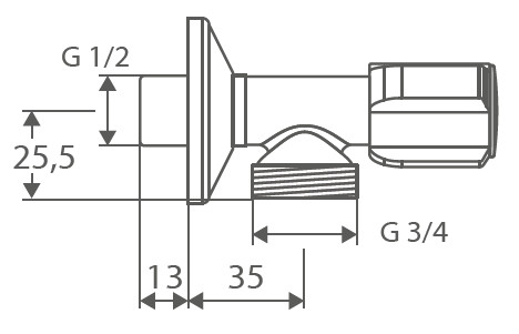 Schell Comfort rohový ventil regulačný pračkový 1/2"x3/4" 054160699