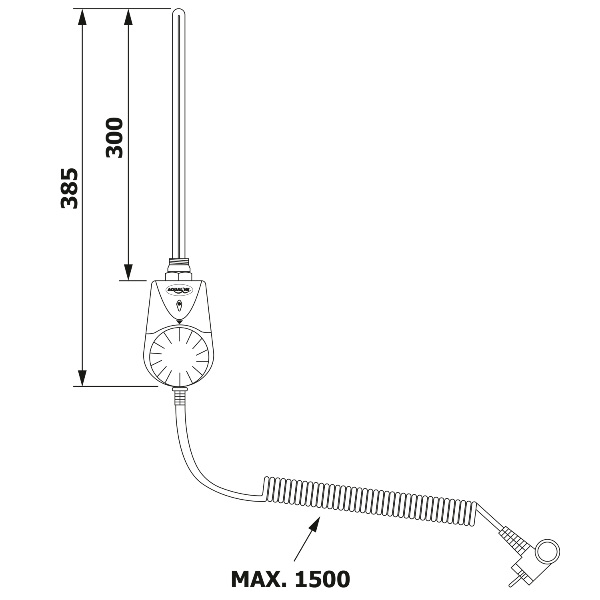 Aqualine TS-300B elektrická vykurovacia tyč s integrovaným termostatom 300W, biela