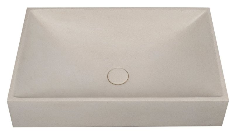Tarant AR472 betónové umývadlo s výpusťou, 58x36cm, biely pieskovec