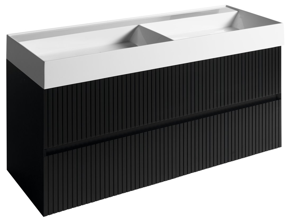Filena FID1212BS umývadlová skrinka 118x51,5x43cm, čierna matná strip