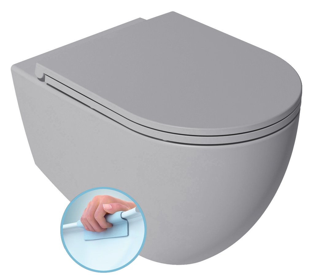 Infinity 10NF02001-2V závesná WC misa, Rimless, 36,5x53cm, stone grey