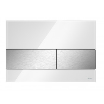 TECEsquare - Ovládacie tlačidlo, sklenené, biele sklo - brúsená nerezová oceľ 9240801